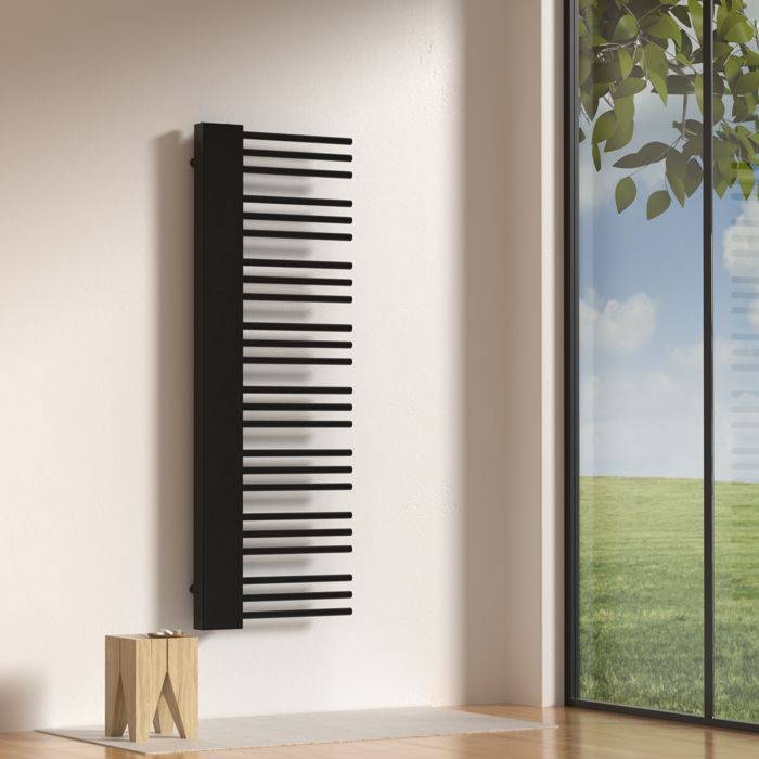 Radiateur sèche-serviettes 50 mm Kviteseid acier 146 x 45 cm noir