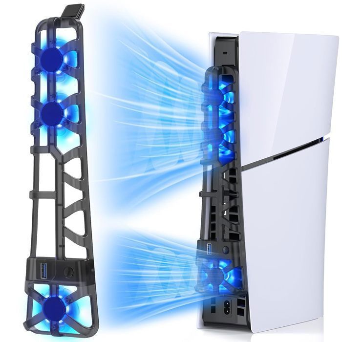 Ventilateur de Refroidissement LED pour Console PS5 Slim Accessoire Compatible avec Playstation5 Slim Digital & Discs Edition