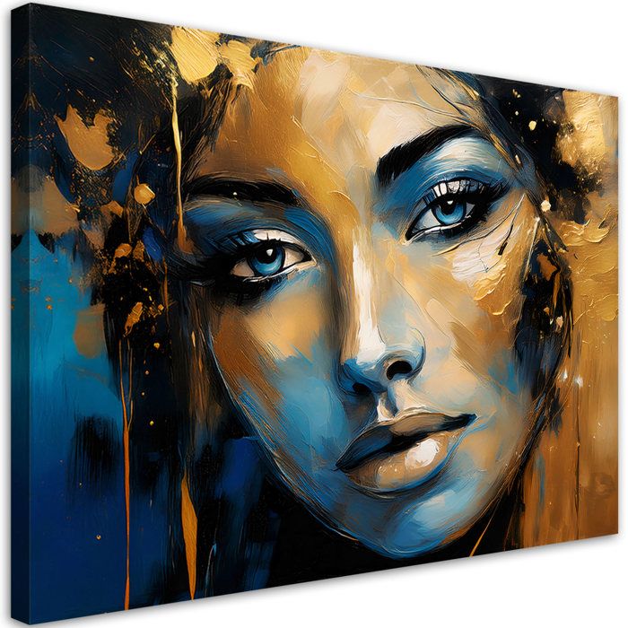 Tableau sur toile Femme Or Abstraction décoration intérieure - FEEBY - 90x60 cm
