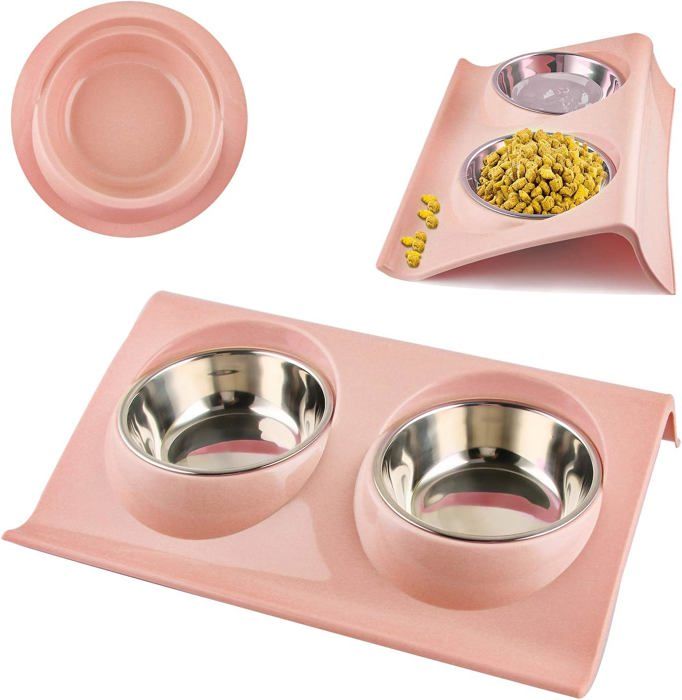Gamelle pour chien gamelle pour chat ensemble de gamelles pour animaux de compagnie gamelle en acier inoxydable gamelle double
