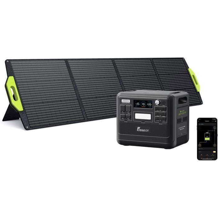FOSSIBOT F2400 2048Wh 2400W Centrale Électrique Portable+200W Panneaux Solaires LFP Batterie Générateur Electrique Station Energie