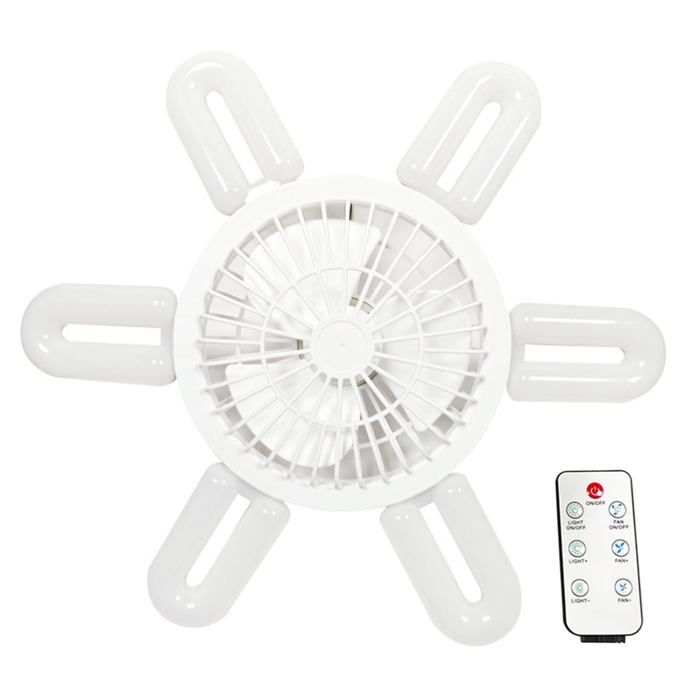 Ventilateur de plafond LED pliable 16 pouces E27 60W - 4 vitesses télécommande lumière réglable - Aimoonsa