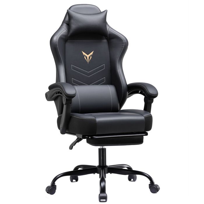 Chaise de gaming Ergonomique Fauteuil avec repose pieds réglable en hauteur avec coussin de tête et lombaire chaise pivotante