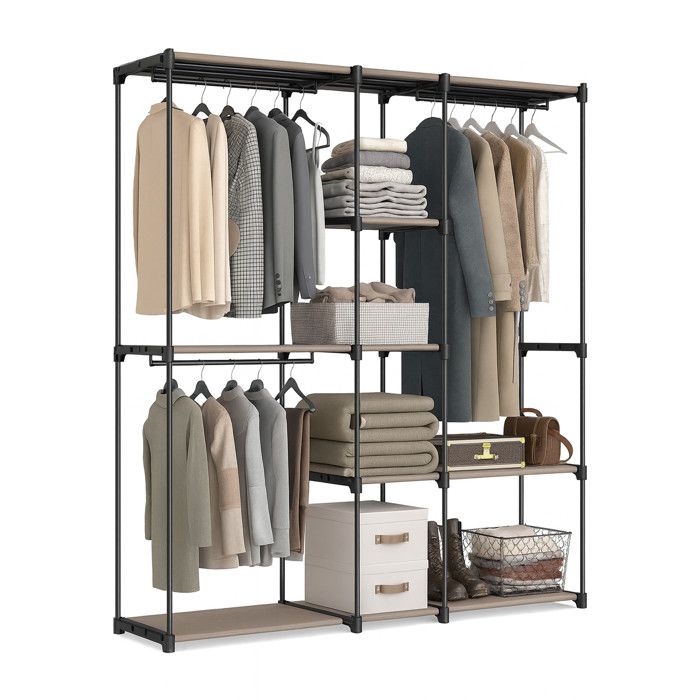 Relaxdays garde-robe armoire ouverte étagères et barres à vêtements portant système modulaire flexible blanc