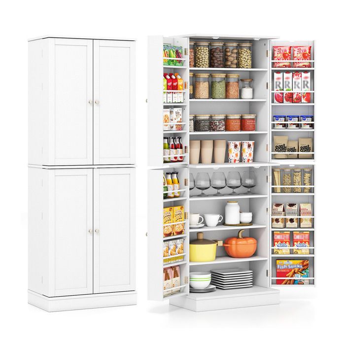 GIANTEX Buffet de Cuisine avec 2 Portes, Armoire de Rangement avec 17 Étagères et Etagères Réglables, Dispositif Anti-Basculement 59 x 30,5 x 103 cm, pour Cuisine, Entrée, Salon (Gris