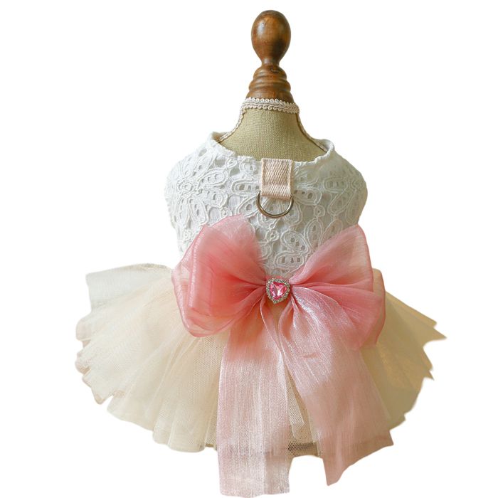 Meilleurs prix pour robe petite chienne nœud tenue petite chienne tutu en dentelle multicouche