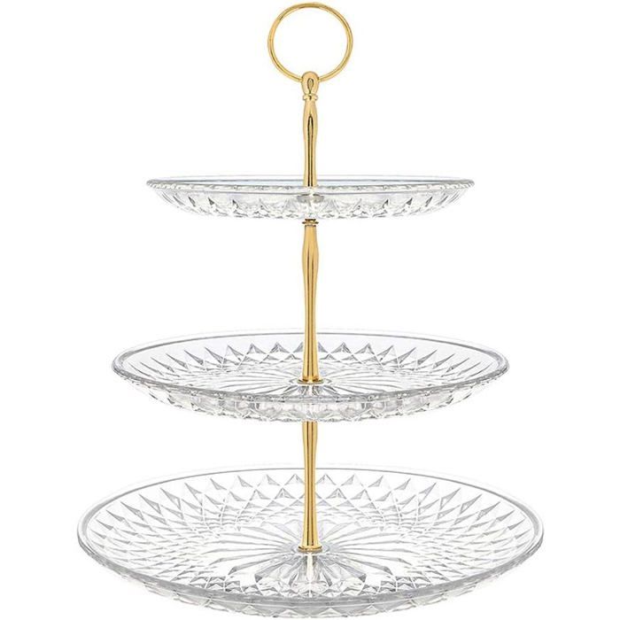 Présentoir à gâteaux à 3 étages présentoir doré pour cupcakes assiettes à fruits et desserts en acrylique présentoirs pour le