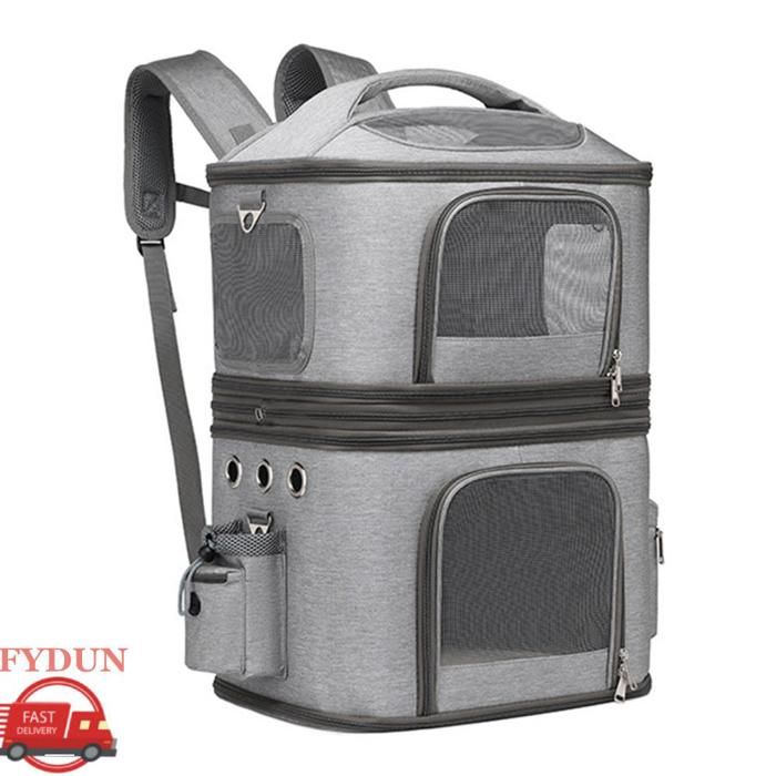Comparer les prix de FYDUN porte-chat pour 2 chats Sac de transport pour chat sac à dos détachable Double porte-chat animalerie caisse Noir Gris