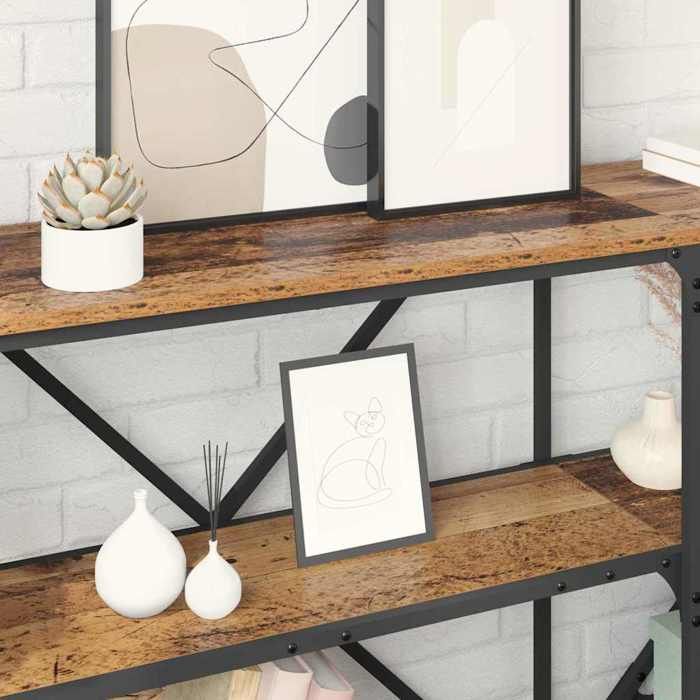 Table console en bois dingénierie - vidaXL - 180x30x75 cm - Bois ancien - Grand espace de stockage - Durable