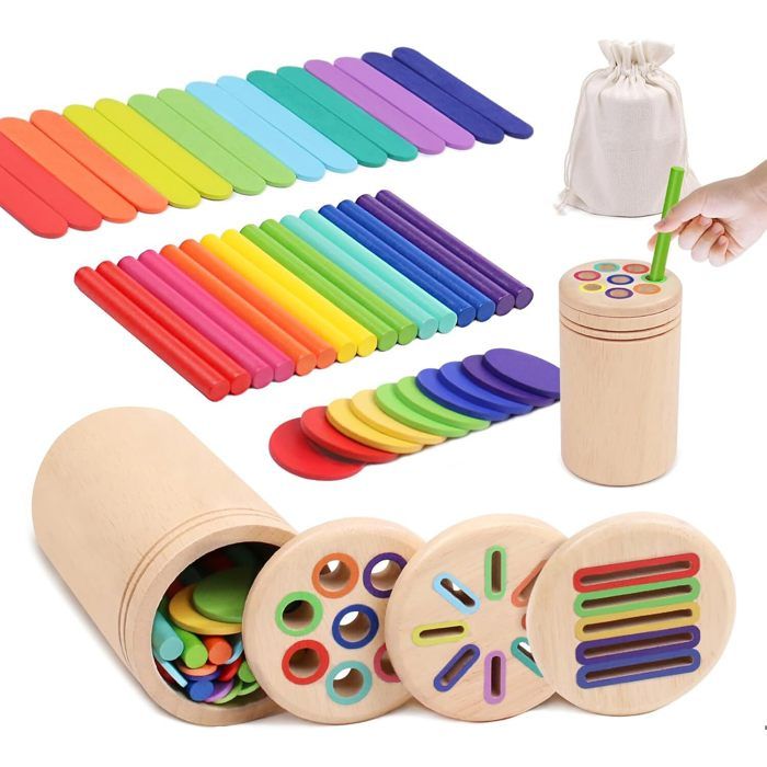 Jeu de Tri Montessori, Balles dans des Tasses Jeu de Tri en Bois 12 Jeu de Tri Montessori, Balles dans des Tasses Jeu de Tri en Bois 12