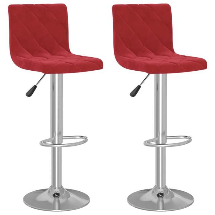 NEUF 2026 CHIC Chaises de bar SWEETY Tabourets HAUTE Set de 2 rouge bordeaux velours 40x43x(90-111) cm CCC1514