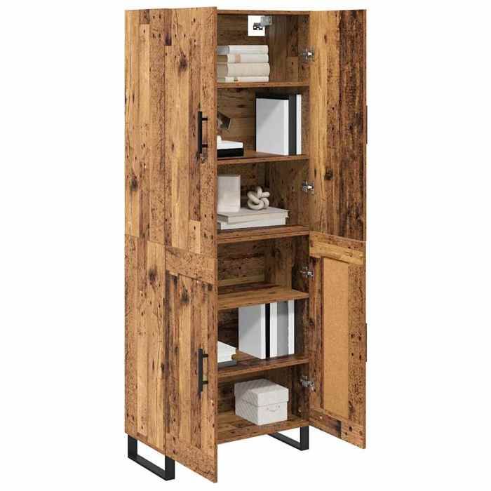 Sarazyj®Buffet bahut Placard de rangement - Marron Haut Armoire 2 pcs - Bois Ancien - Bois Aggloméré et Verre - 76382