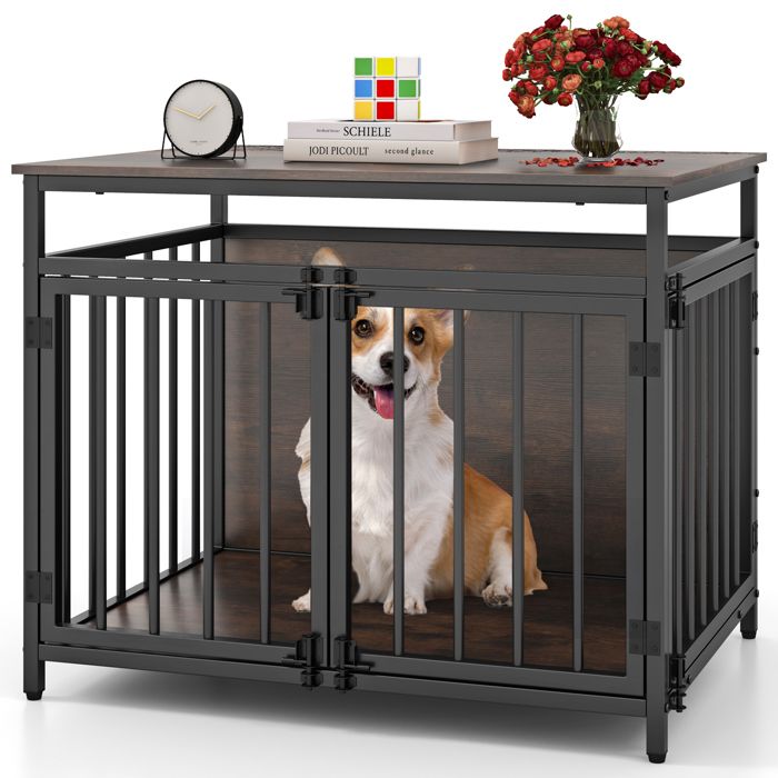 Cage pour Chien COSTWAY 80x60x64 cm 3 Portes Dessus Creux 2 en 1 Chenil pour Animaux Petits et Moyens Chiens et Table d’Appoint Cage pour Chien COSTWAY 80x60x64 cm 3 Portes Dessus Creux 2 en 1 Chenil pour Animaux Petits et Moyens Chiens et Table d’Appoint