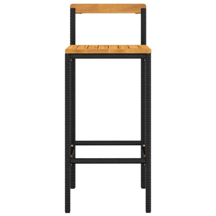 Noir CHAISE/FAUTEUIL - SARAZYJ - Pour club/cuisine - 40x44x100cm - Lot de 2 Tabourets de bar - noir - résine tressée et - Bois daca
