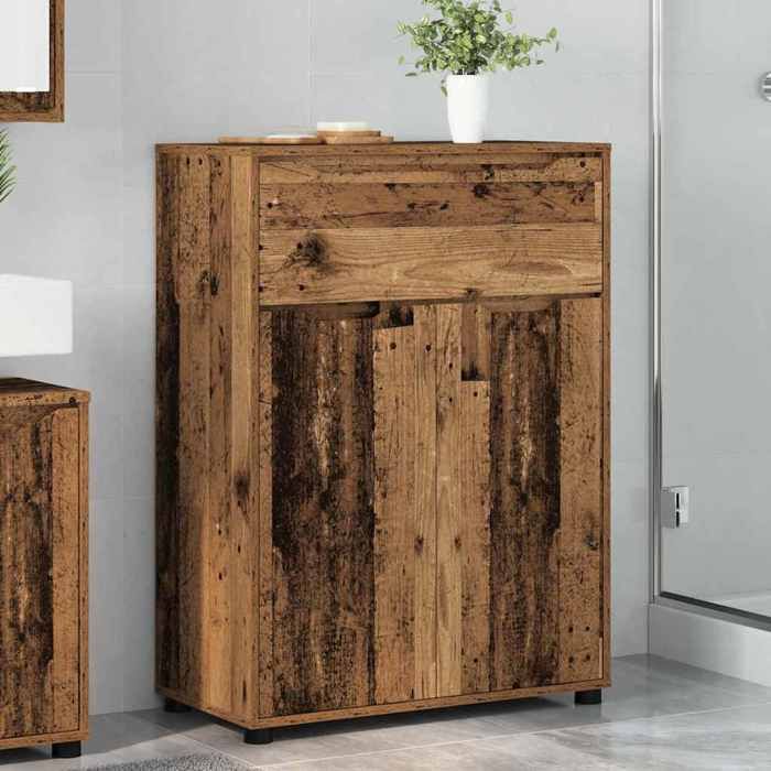 Meuble WC Marron - Cabinet de salle de bain - Bois Ancien 72 5x36 5x100 cm A1696