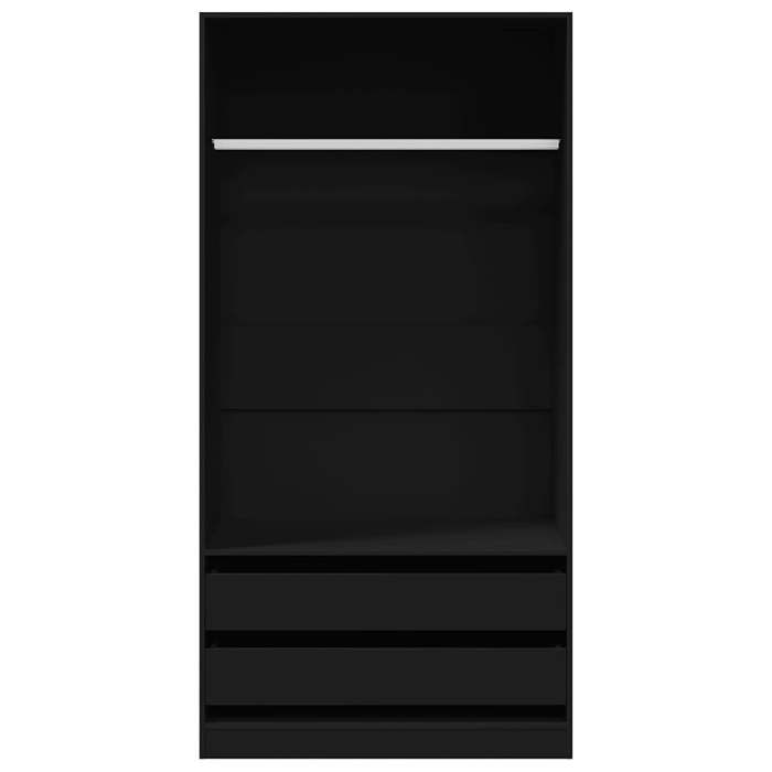 EN SOLDE*Noir Garde-robe - MONNA - Scandianve - Pour chambre - Noir 100x50x200 cm Bois dingénierie@848302