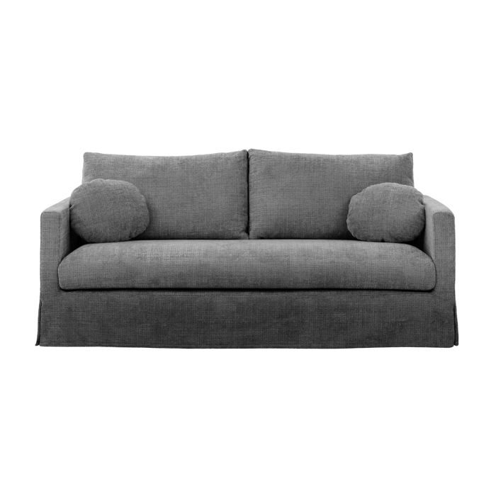 LEONIE - Canapé droit tissu chenille déhoussable 3 places Gris foncé LEONIE - Canapé droit tissu chenille déhoussable 3 places Gris foncé