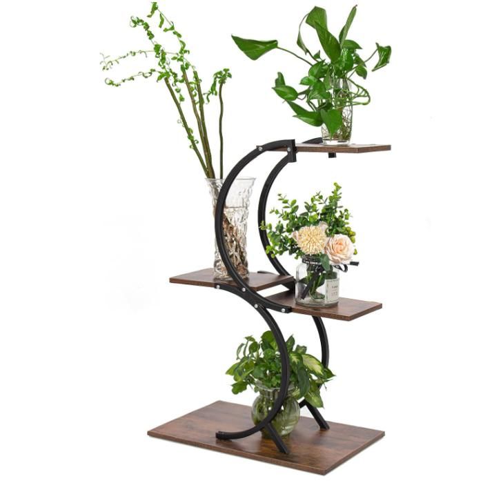 Porte plante interieur 4 Niveaux Support plantes en Métal étagère plante interieur support pot fleurs Salon Balcon Jardin Bureau
