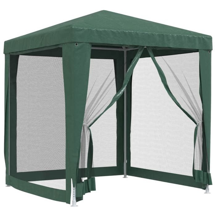 Tonnelle Pliante - Tente Barnum - pour Fête - avec 4 parois latérales - en maille - Vert 2x2 m PEHD 200x200x240 cm L567