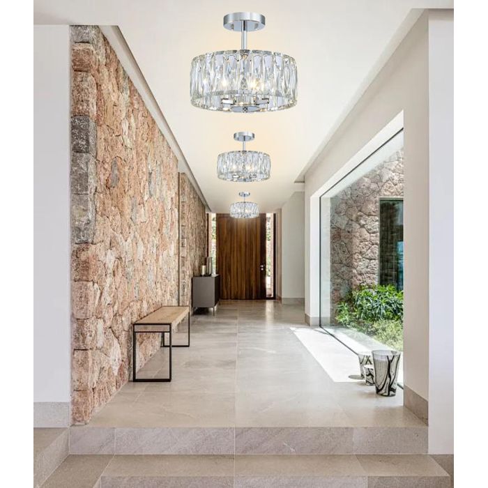 Diday 3pcs Plafonnier Moderne Cristal Argent Lustre Salon Vintage Style Nordique LED G9 Lampe de Plafond 32cm pour Cuisine Chambre