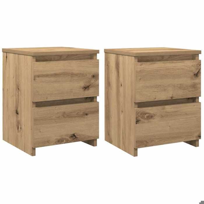 Lot de 2 Tables de chevet - vidaXL - bois dingénierie - chêne artisanal - avec 2 tiroirs - 30 x 30 x 40 cm 590cnq53m