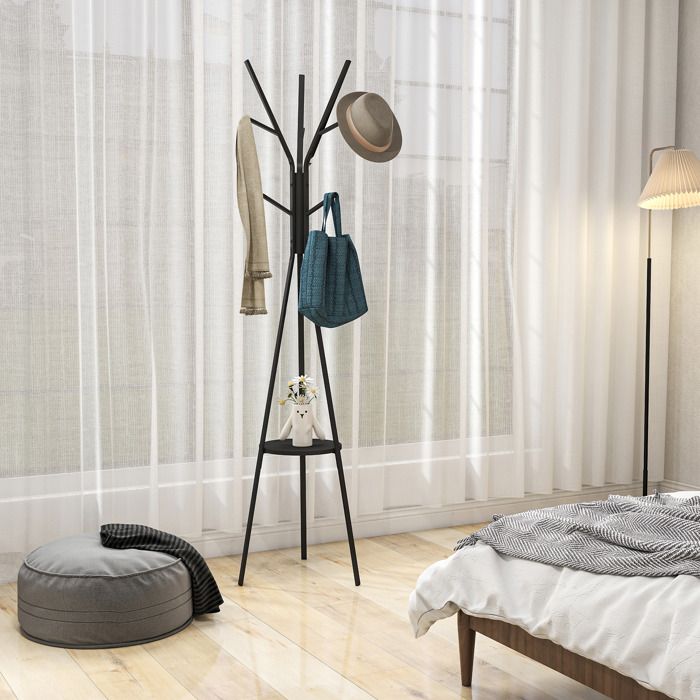 Porte-manteau sur pied moderne pour entrée 45 x 45 x 180 cm noir