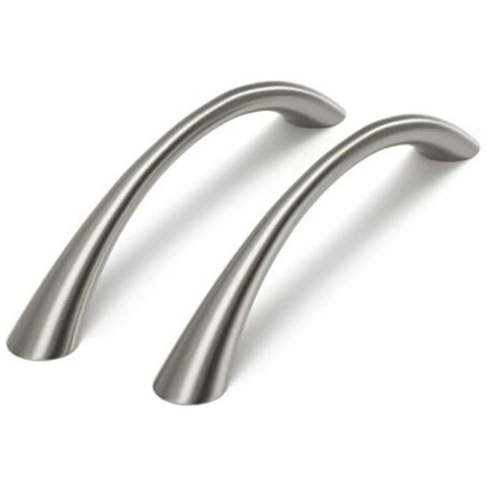 10pcs Poignées placard cuisine - Alliage zinc massif Design incurvé - Meubles et armoires - Argenté entraxe 128 mm