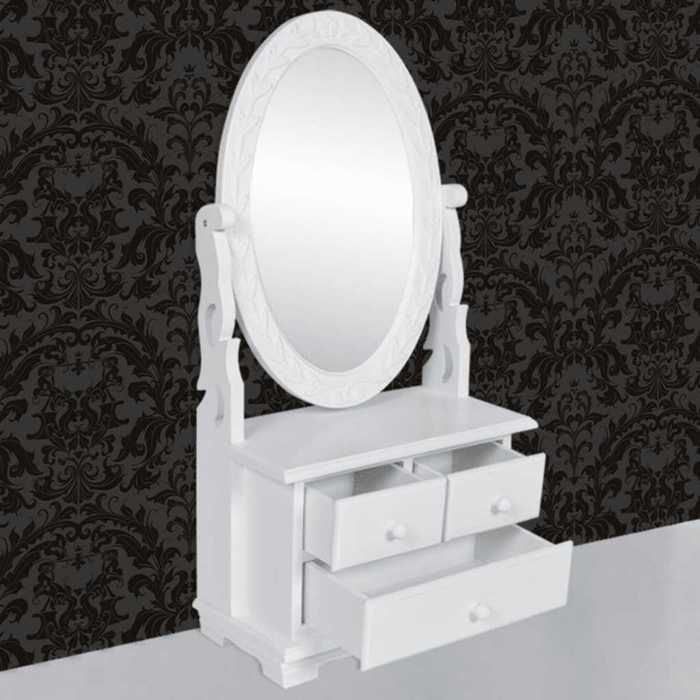 Coiffeuse avec miroir pivotant ovale MDF_2 ans garantie_32449
