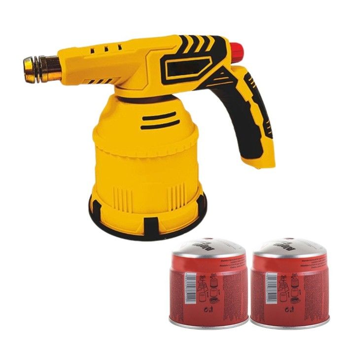 Lampe à Souder à Gaz + 2 Cartouches de Gaz 190g Chalumeau à gaz 1200°C Piézo Flamme Réglable Soudage Brasage Lampe à Souder à Gaz + 2 Cartouches de Gaz 190g Chalumeau à gaz 1200°C Piézo Flamme Réglable Soudage Brasage