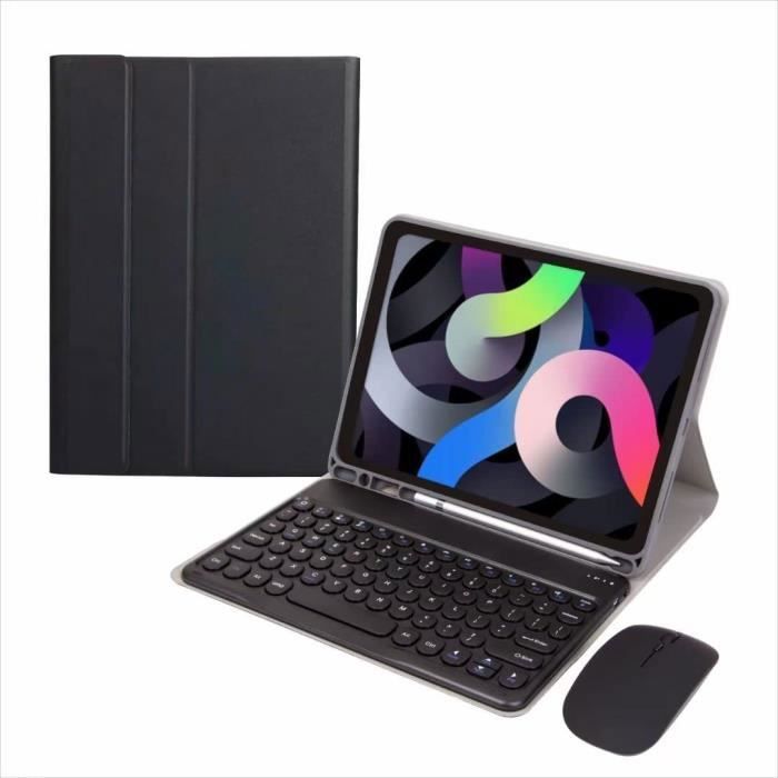 Coque Étui avec Bluetooth Français (AZERTY) Clavier Rétroéclairé Souris Backlight Keyboard Case