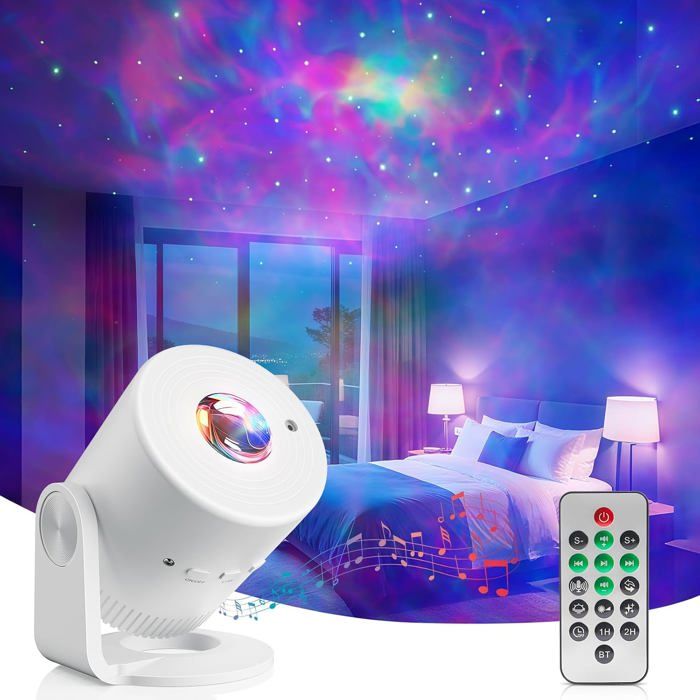 Projecteur ciel étoilé enfant - 33 modes déclairage - haut-parleur intégré - minuterie 1h/2h - télécommande - couvre 15 à 60 m²