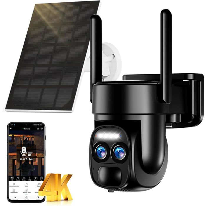 4K Camera Surveillance WiFi Exterieure sans Fil avec Double Objectif/Solaire Caméra/Batterie Suivi Automatique 2.4/5G WiFi 4K Camera Surveillance WiFi Exterieure sans Fil avec Double Objectif/Solaire Caméra/Batterie Suivi Automatique 2.4/5G WiFi