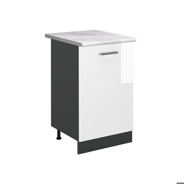 Meuble bas de cuisine R-Line 50cm plan de travail Marbre Blanc Haute brillance/Anthracite Vicco 70298