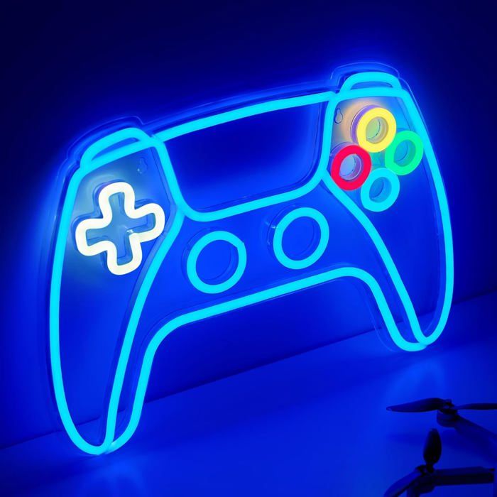Lampe néon LED USB gaming - décoration murale flexible 42 x 29 cm avec variateur - câble 200 cm - silicone