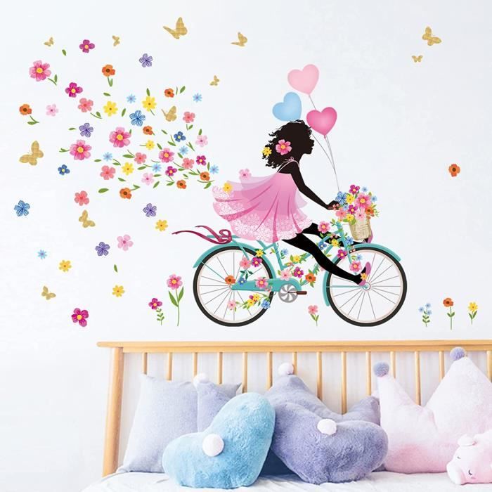 Stickers Muraux Fille Fleur Fée Autocollant Mural Fille Papillon Vélo  Décoration Murale Chambre Enfants Bébé Pépinière Salon[506] - Cdiscount  Maison