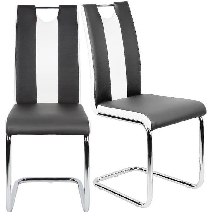LOT DE 2 CHAISES NOIR ET BLANC CHAISE DE SALLE A MANGER -QIHEIYA