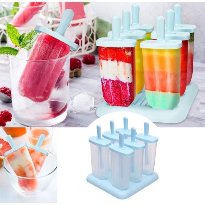 Moule à Glace 6 Cavités Avec Bâtonnets - Réutilisable, Pour Popsicles Maison, Sorbet, Yaourt, Démoulage Facile