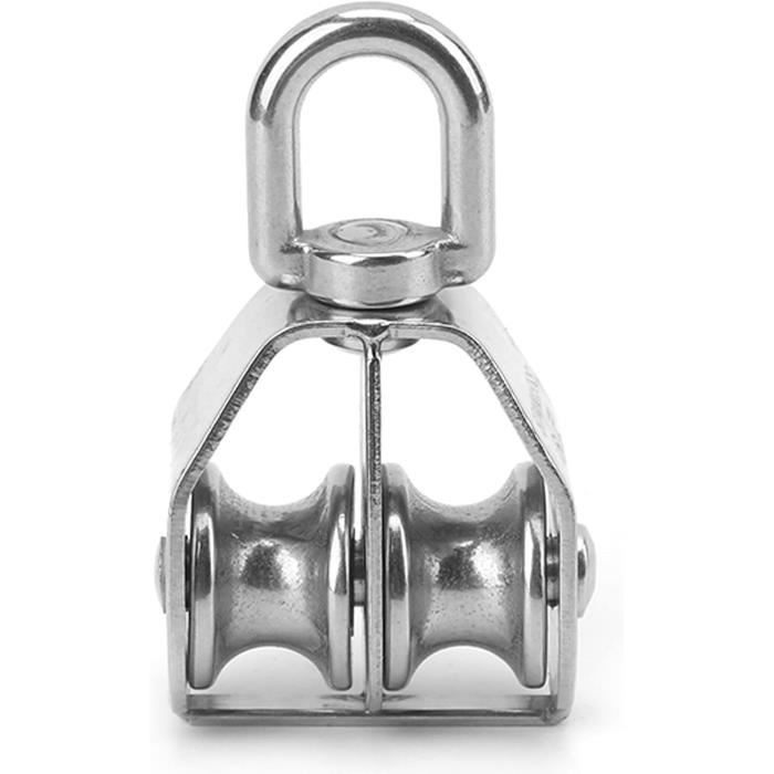 Bloc à Double Poulie Type U en Acier Inoxydable, Roulement de de 75KG, Roue de Levage à Double Poulie, 2 Pièces M20