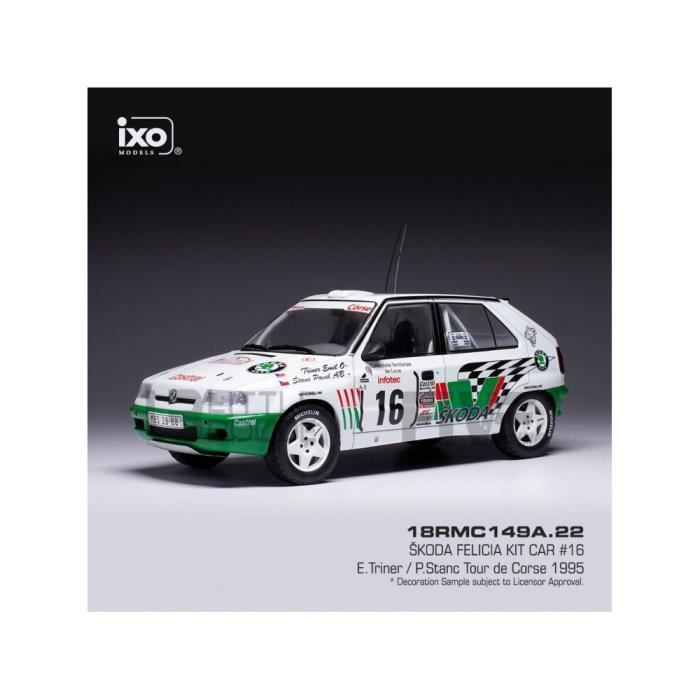 Skoda Felicia Kit Car No.16, Rally Tour de Corse 1995 Triner/Stanc Wit / Groen 1-18 Ixo Models - Schuiten Autominiaturen