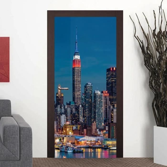 Autocollant Mural Géant Tulup 'Anen à New York' - 75x205 Cm - Style Moderne Gris - Pour Toutes Les Pièces