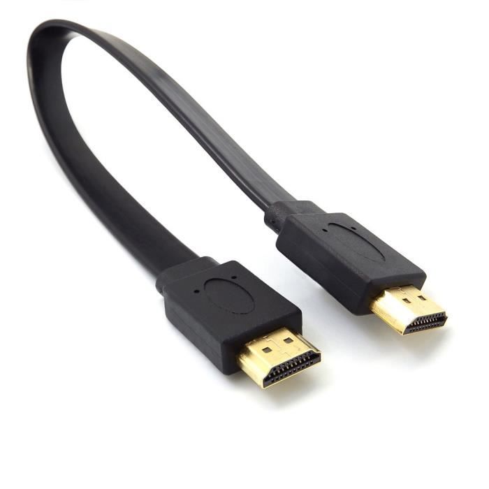 Full HD HDMI court mâle à fiche mâle plat Cordon Câble Audio Vidéo HDTV  30cm cable 3056 - Cdiscount Informatique