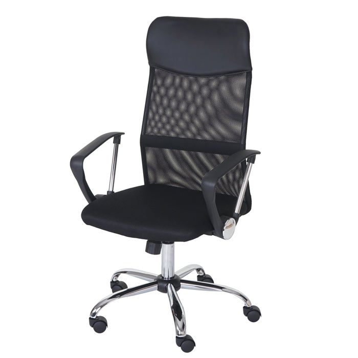 chaise fauteuil de bureau sur roulettes ergonomique pivotant en tissu synthetique noir