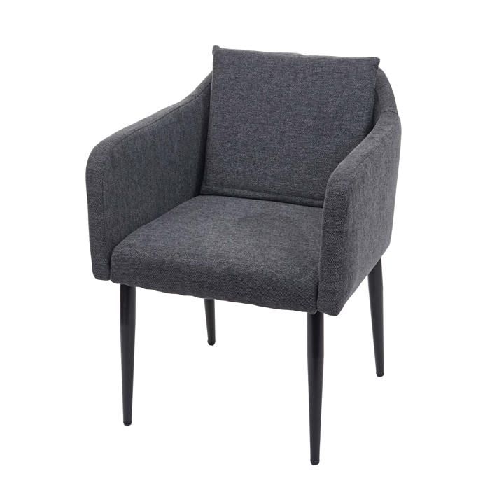 fauteuil chaise lounge salle à manger bureau visiteur en synthetique gris fonce pieds metal noir