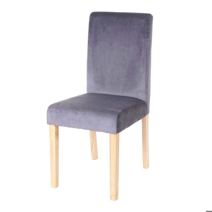 chaise de salle à manger cuisine en velours gris pieds en bois clair design moderne