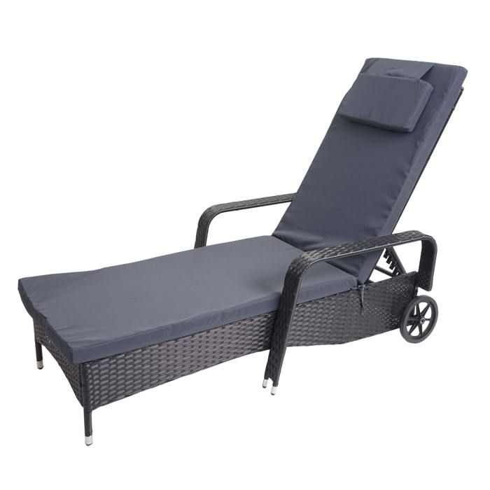chaise longue relaxation - marque - modèle - gris - anthracite - housse gris