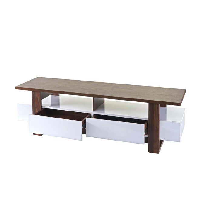 Meuble TV table basse avec tiroirs de rangement aspect noyer brillant 46x150x45cm 04_0005452 Meuble TV table basse avec tiroirs de rangement aspect noyer brillant 46x150x45cm 04_0005452