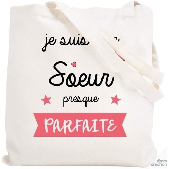 Manahia Totebag Soeur De Coeur - Sac En Coton 100% Pour Meilleure Amie, Cadeau Anniversaire Ou Noël