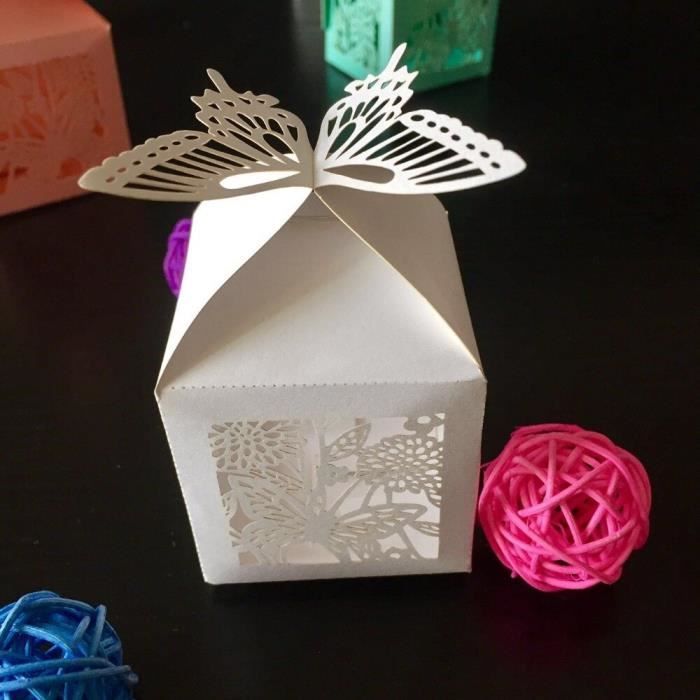 ONEBO Lot De 30 Boîtes à Bonbons Mariage Rose Et Blanc - Bonbonnières Élégantes Avec Rubans Pour Mariage Et Anniversaire