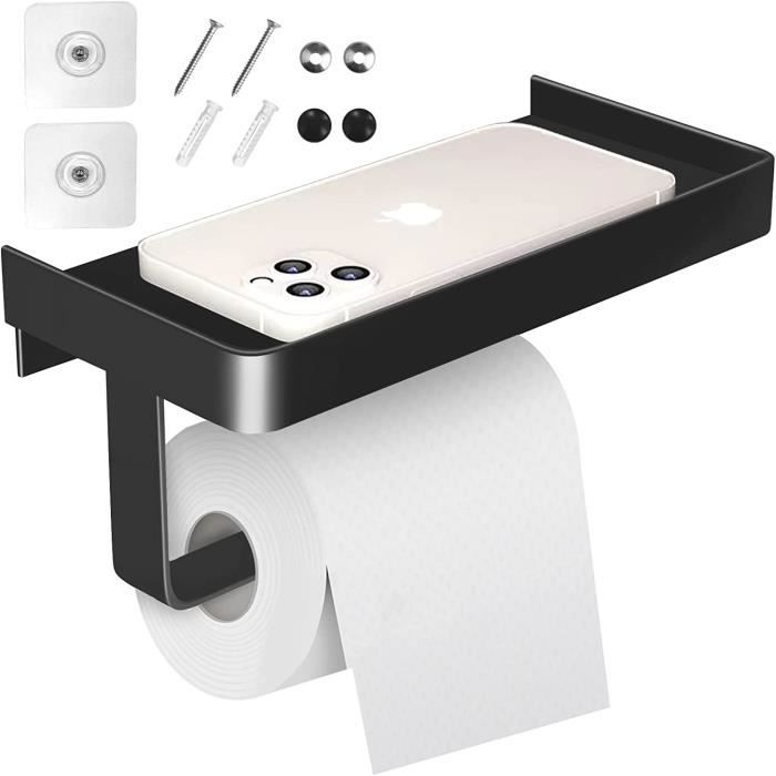 Porte Papier Toilette Mural DEKAZIA - Support Acier Sans Perçage Ou Avec Vis