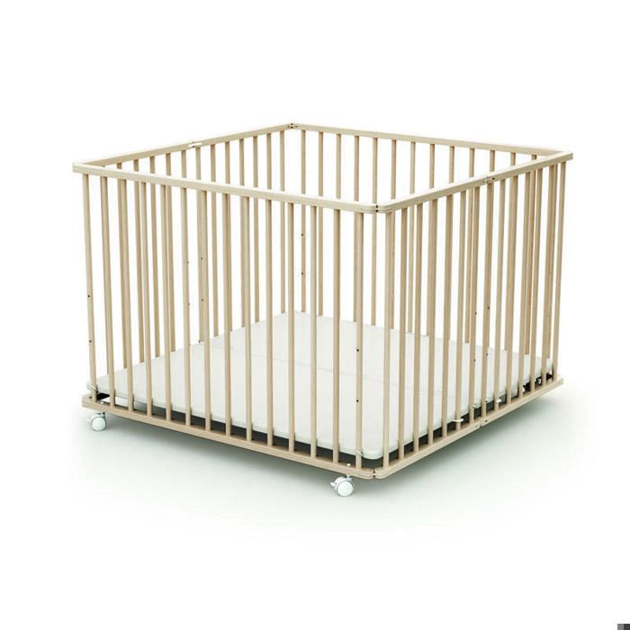 BEBE9 ESSENTIEL - Parc bois pliant HEGOA 3 Brut